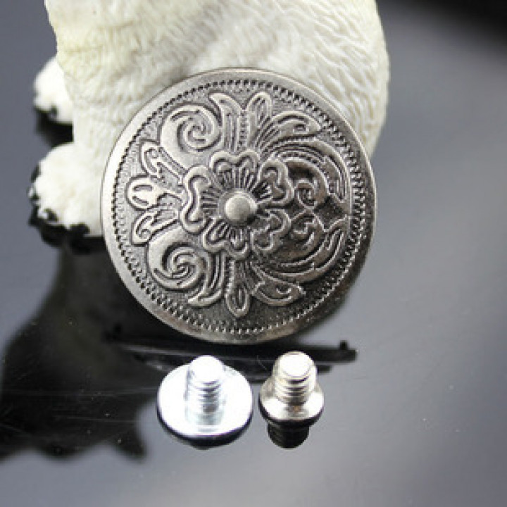 Кончо для кожаных изделий 26 мм Цветок серебро