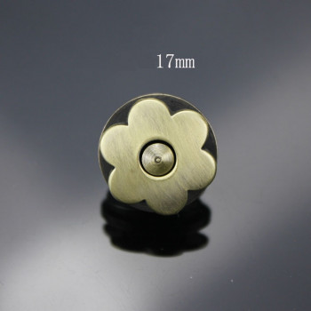 Застежка магнитная зажимная 17 мм Цветок бронза