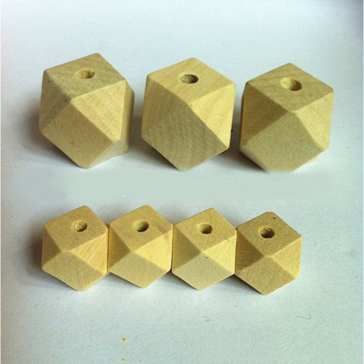 Бусины деревянные многогранники 10-30 мм