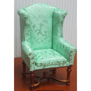 Кресло для кукол c с зеленой обивкой Орех