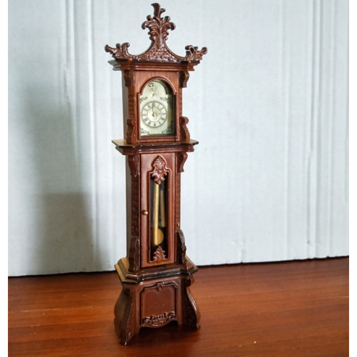Часы напольные для кукольного домика Орех Миниатюра 1:12