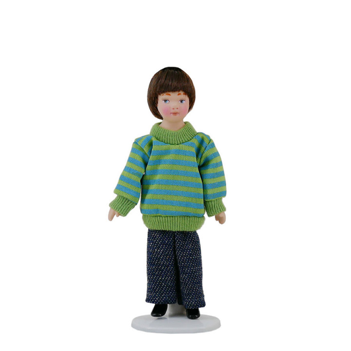 Кукла мальчик в полосатом пуловере 1:12 для румбоксов