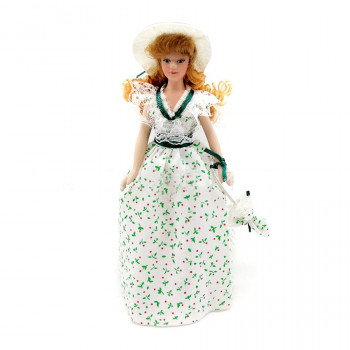 Кукла Девушка в летнем платье и шляпке Миниатюра 1:12