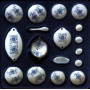 Фарфоровый столовый сервиз для кукол с Синим орнаментом 17 предметов