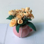 Цветы в керамическом горшке для кукольного дома Розовые/Желтые