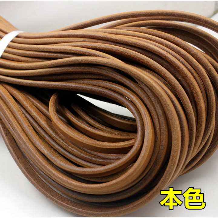 Шнур кожаный плоский 10х6 мм Натуральный 20 см