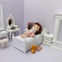 Кровать для кукол Белая с выдвижным ящиком
