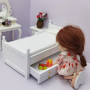 Кровать для кукол Белая с выдвижным ящиком