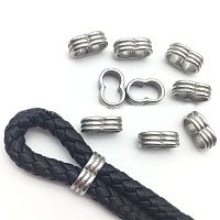 Бусина 5 мм на два шнура Сталь B53  - купить для кожевенного хобби