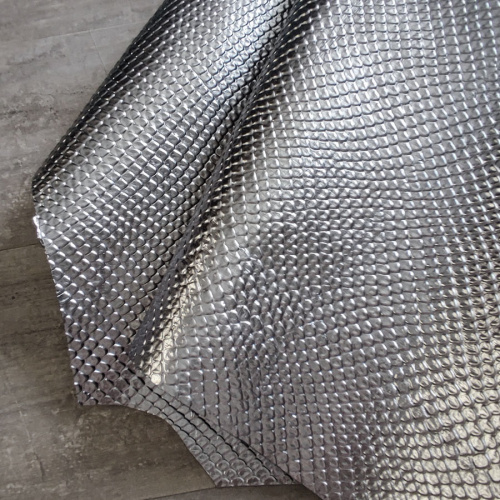 Кожа КРС 1,3-1,5 мм с покр. термопленкой Серебро Чешуя фото 5