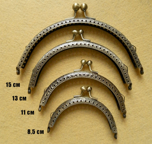 Фермуар пришивной бронзовый полукруглый 5,5-15 см фото 3