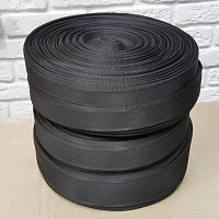 Лента ременная стропа 20-50 мм Черная пэ, с окантовкой