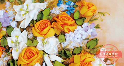 Набор для вышивки лентами Белые лилии и желтые розы  VL М-0114 - фото товара фото 3