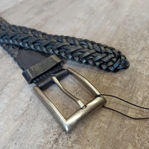 Ремень плетеный объемный 33 мм толщ. 6,3 мм Черный  RS01 - фото товара фото 5