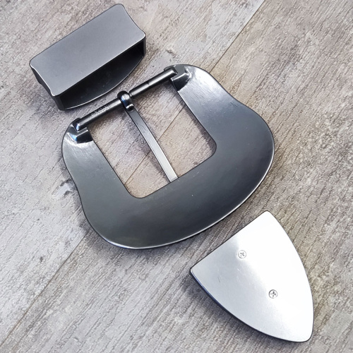 Комплект фурнитуры для ремня 38 мм со стразами Темное серебро  PR KSS  - фото товара фото 4