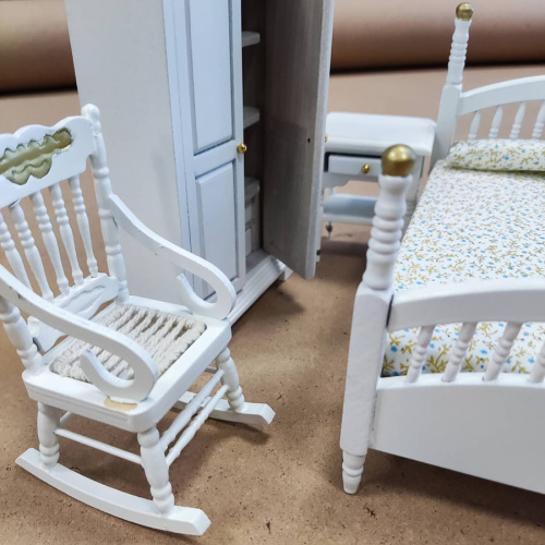 Спальный гарнитур для кукол 6 предметов Махагон/Белый фото 8