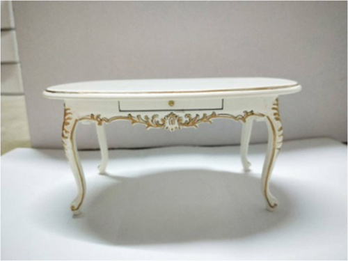 Стол овальный резной белый для кукол Миниатюра 1:12   - фото товара