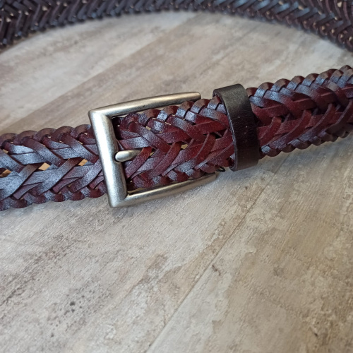 Ремень плетеный объемный 35 мм толщ. 7,0 мм Красно - коричневый  RS02 - фото товара фото 5