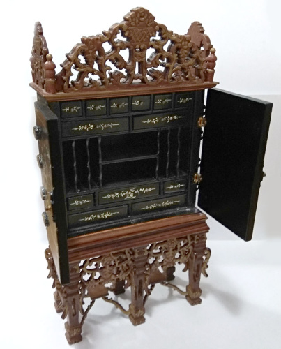 Миниатюра для кукол Секретер в китайском стиле Орех  D SK_01 - фото товара фото 3