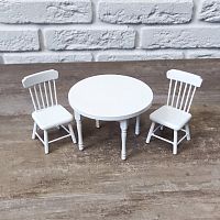 Обеденная зона кукольная с круглым столом для румбокса 1:12  - купить для кожевенного хобби