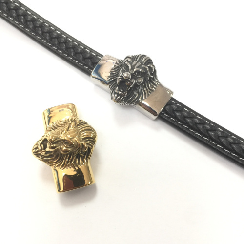 Бусина 12х6 мм для плоских браслетов Лев Сталь Бусина 12х6 мм для плоских браслетов Лев Сталь