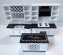 Кухня для кукол черно-белая из 3-х частей  - купить для кожевенного хобби