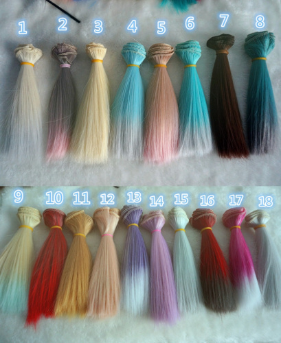 Трессы для кукол 15 см Прямые двухцветные Трессы для кукол 15 см Прямые двухцветные