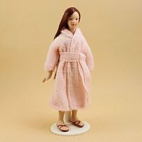 Кукла Девушка в махровом халате Миниатюра 1:12  - купить для кожевенного хобби