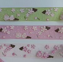 Лента органза 25 мм принт Цветочки 1