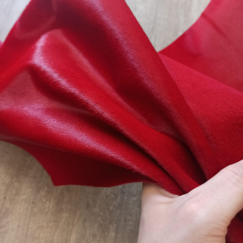 Кожа с ворсом (мех пони) 1,2 мм Красный Италия фото 5