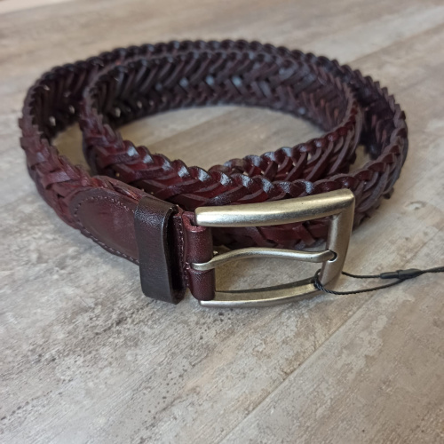 Ремень плетеный объемный 35 мм толщ. 7,0 мм Красно - коричневый  RS02 - фото товара