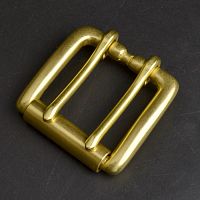 Пряжка 40 мм для ремня латунная с роликом два язычка L95  - купить для кожевенного хобби