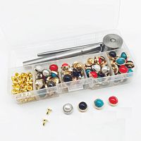 Хольнитены декоративные D10 мм набор 90 шт + инструмент для установки  - купить для кожевенного хобби