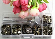 Кнопки пробивные фигурные под бронзу набор 24-36 шт + инструмент для установки