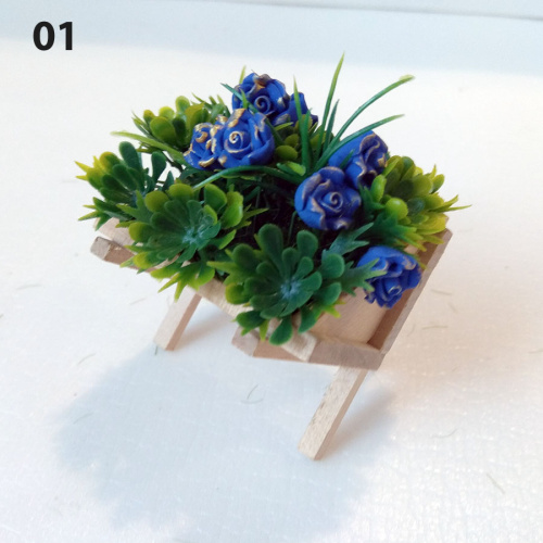 Цветы в деревянной подставке для кукольного дома фото 4