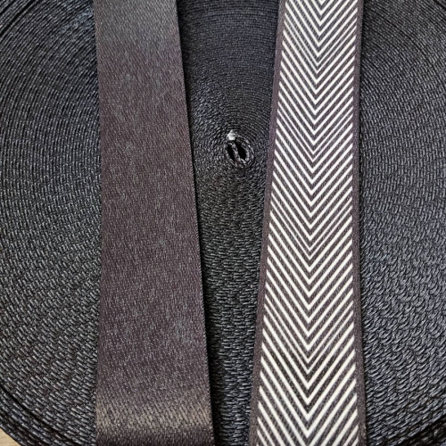 Лента ременная стропа 38 мм Черно-белая ёлочка  LH0148 - фото товара