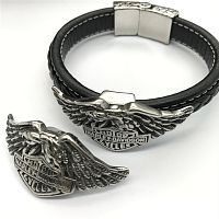 Бусина 12х6 мм для плоских браслетов Харлей Сталь  - купить для кожевенного хобби