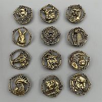 Кончо для кожаных изделий 30 мм Зодиак Животные Латунь