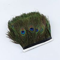 Перья павлина на ленте 10 см  - купить для кожевенного хобби