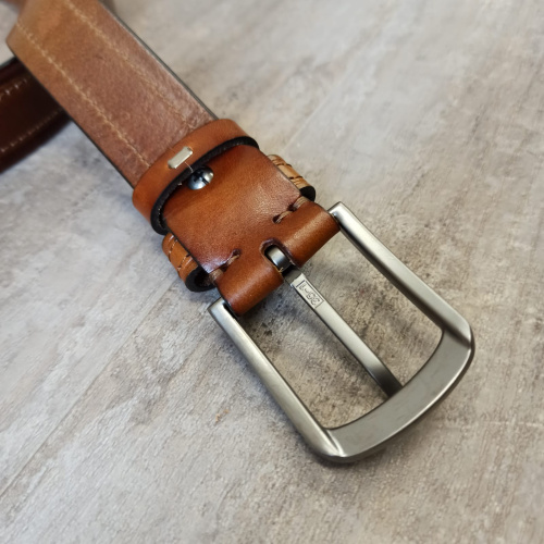 Ремень кожаный 34 мм толщ. 4 мм Рыже-коричневый   EU-035R - фото товара фото 3