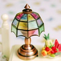 Настольная лампа  Витраж на батарейке для кукол  - купить для кожевенного хобби