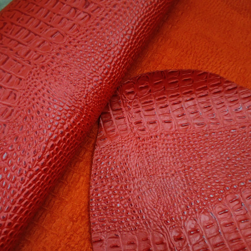 Кожа Кайман 1,2-1,6 мм Красный фото 2