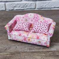 Диван для кукол в цветочек с подушками Миниатюра 1:12  - купить для кожевенного хобби