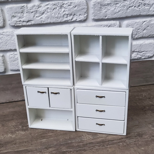 Стенка модульная для кукол Белый/Естественный Стенка модульная для кукол Белый/Естественный