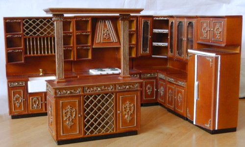 Миниатюра для кукол Кухонный гарнитур Орех   - фото товара