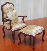 Кресло для кукол с пуфом и подушкой резное  - купить для кожевенного хобби