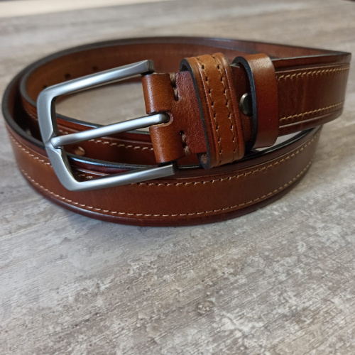 Ремень кожаный 34 мм толщ. 4 мм Рыже-коричневый   EU-035R - фото товара