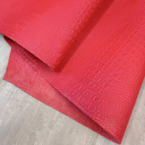 Кожа Кайман 1,2-1,6 мм Красный матовый фото 3
