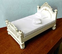 Миниатюра для кукол Кровать Белая Премиум  - купить для кожевенного хобби