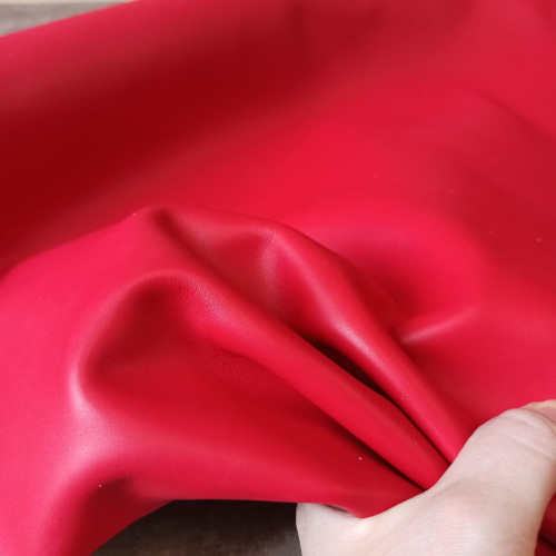 Кожа теленок 1,2 мм хром. дубл. Красный Италия фото 4